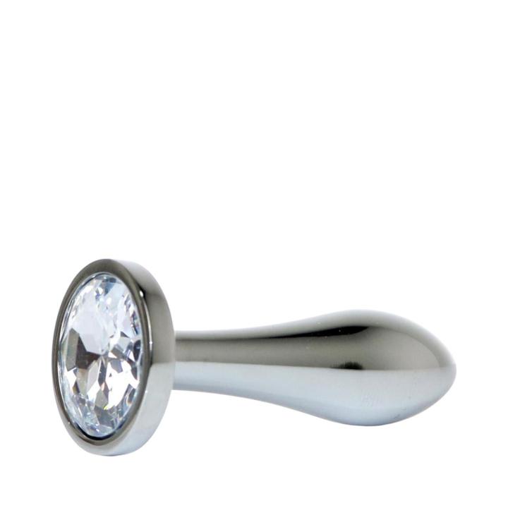 Długi korek analny ze stali nierdzewnej z diamencikiem S-L