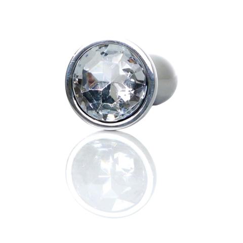 Długi korek analny ze stali nierdzewnej z diamencikiem S-L
