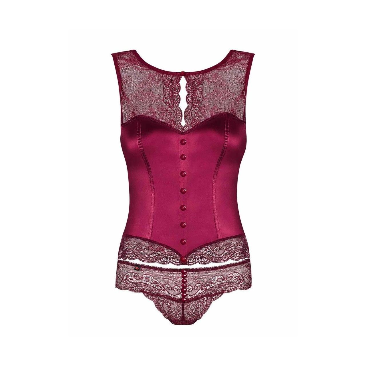 Koronkowy gorset ze stringami Obsessive Miamor