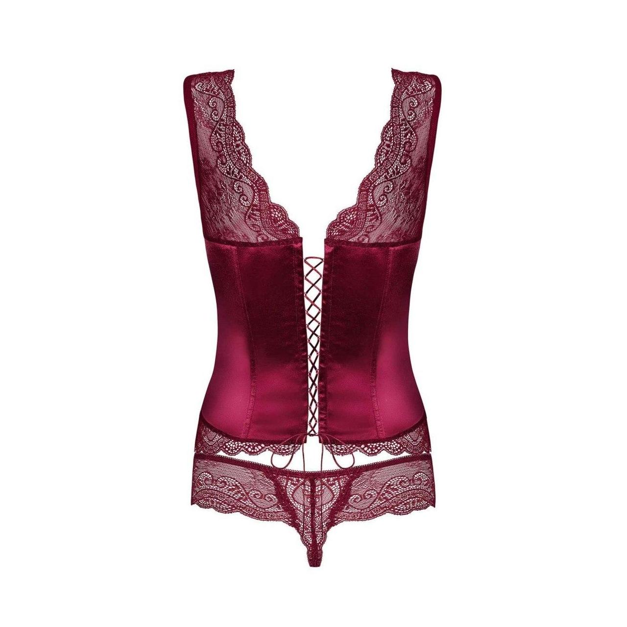 Koronkowy gorset ze stringami Obsessive Miamor
