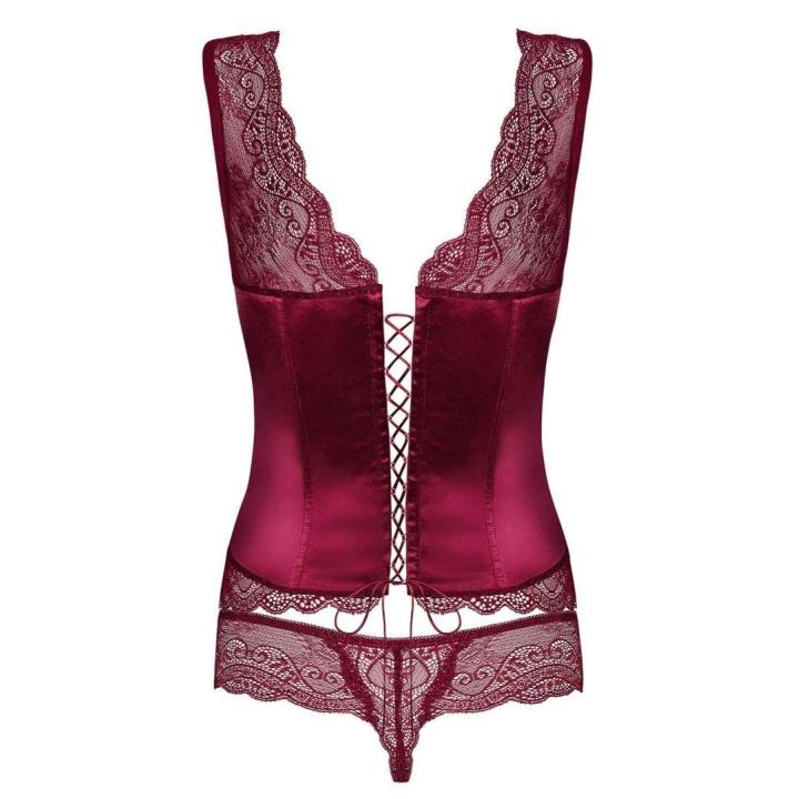 Koronkowy gorset ze stringami Obsessive Miamor