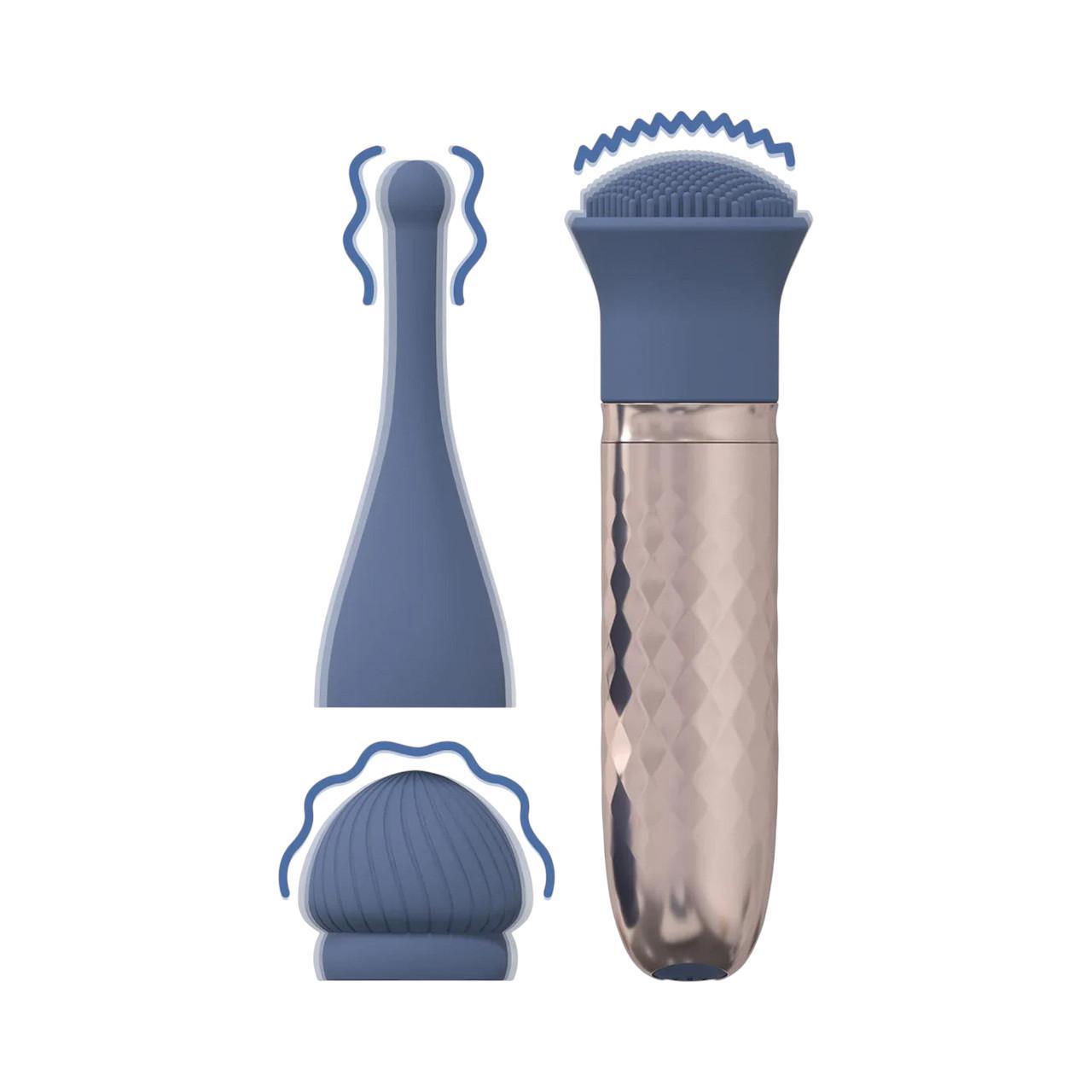 Elegancki mały masażer z wymiennymi końcówkami