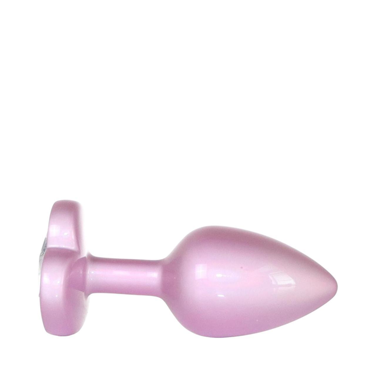 Różowy korek analny ze stali nierdzewnej z kryształkiem S-L