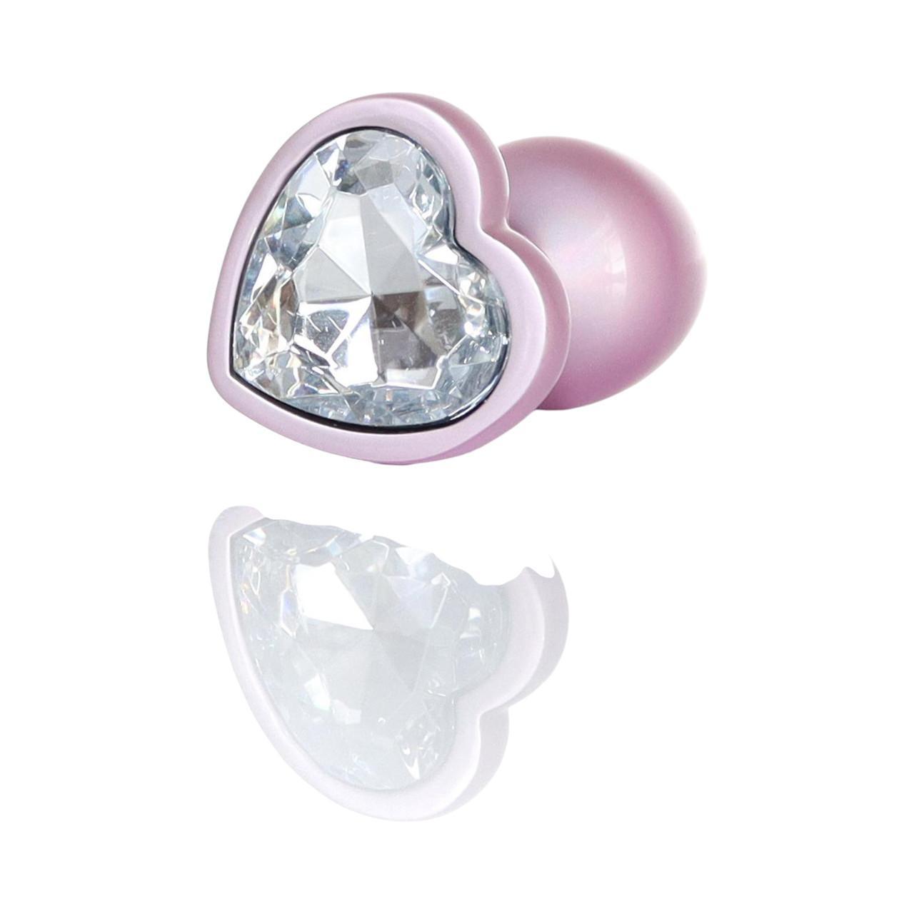 Różowy korek analny ze stali nierdzewnej z kryształkiem S-L