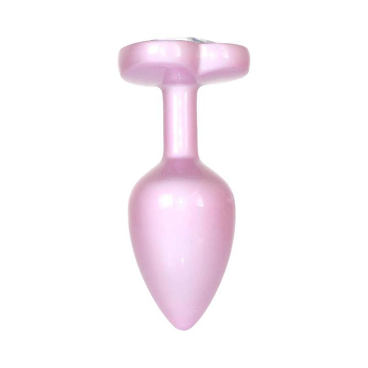 Różowy korek analny ze stali nierdzewnej z kryształkiem S-L