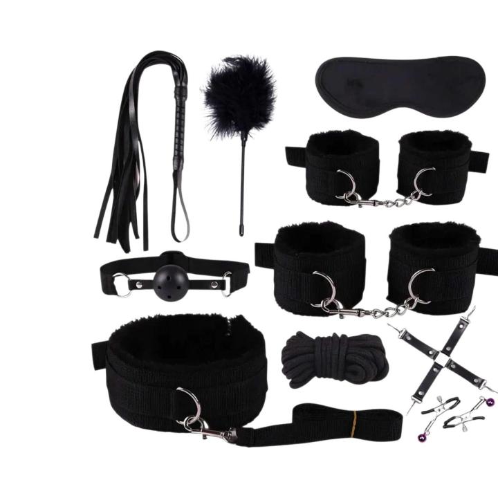 Zestaw do bondage w kolorze czarnym- 10 elementów