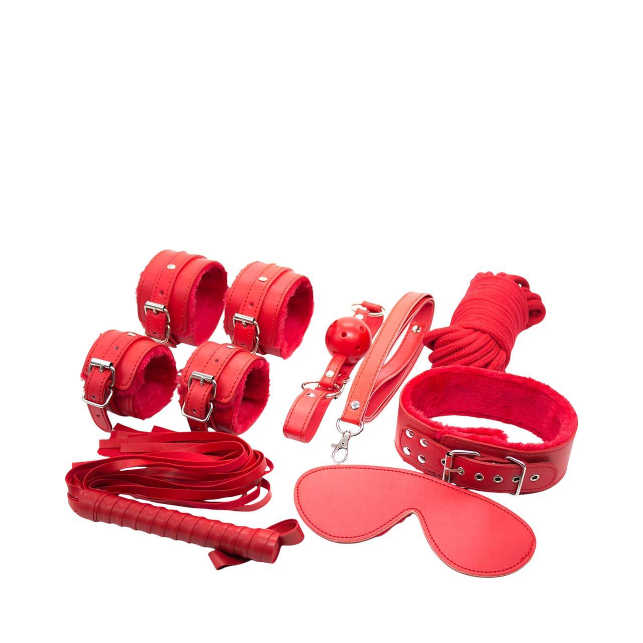 Zestaw do bondage w kolorze czerwonym- 8 elementów