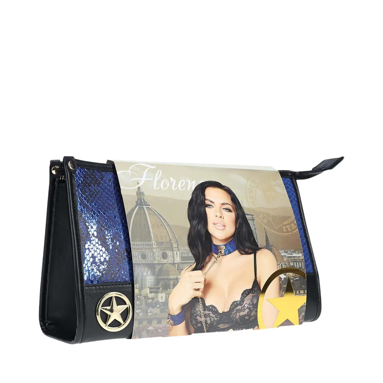 Luksusowy zestaw BDSM dla wymagających w kolorze niebieskim- zapakowany w elegancką torebkę