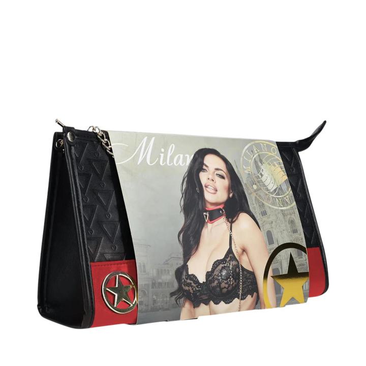 Luksusowy zestaw BDSM dla wymagających w kolorze czarno-czerwonym, zapakowany w elegancką torebkę