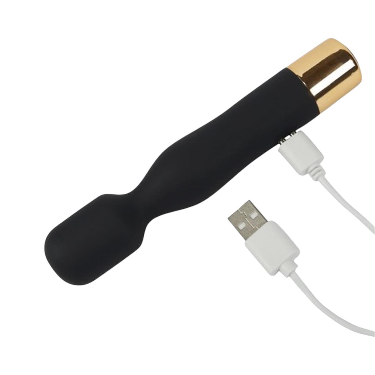 Masazer różdzka wykonany z silikonu w kolorze czarnym- 7 wzorców wibracji