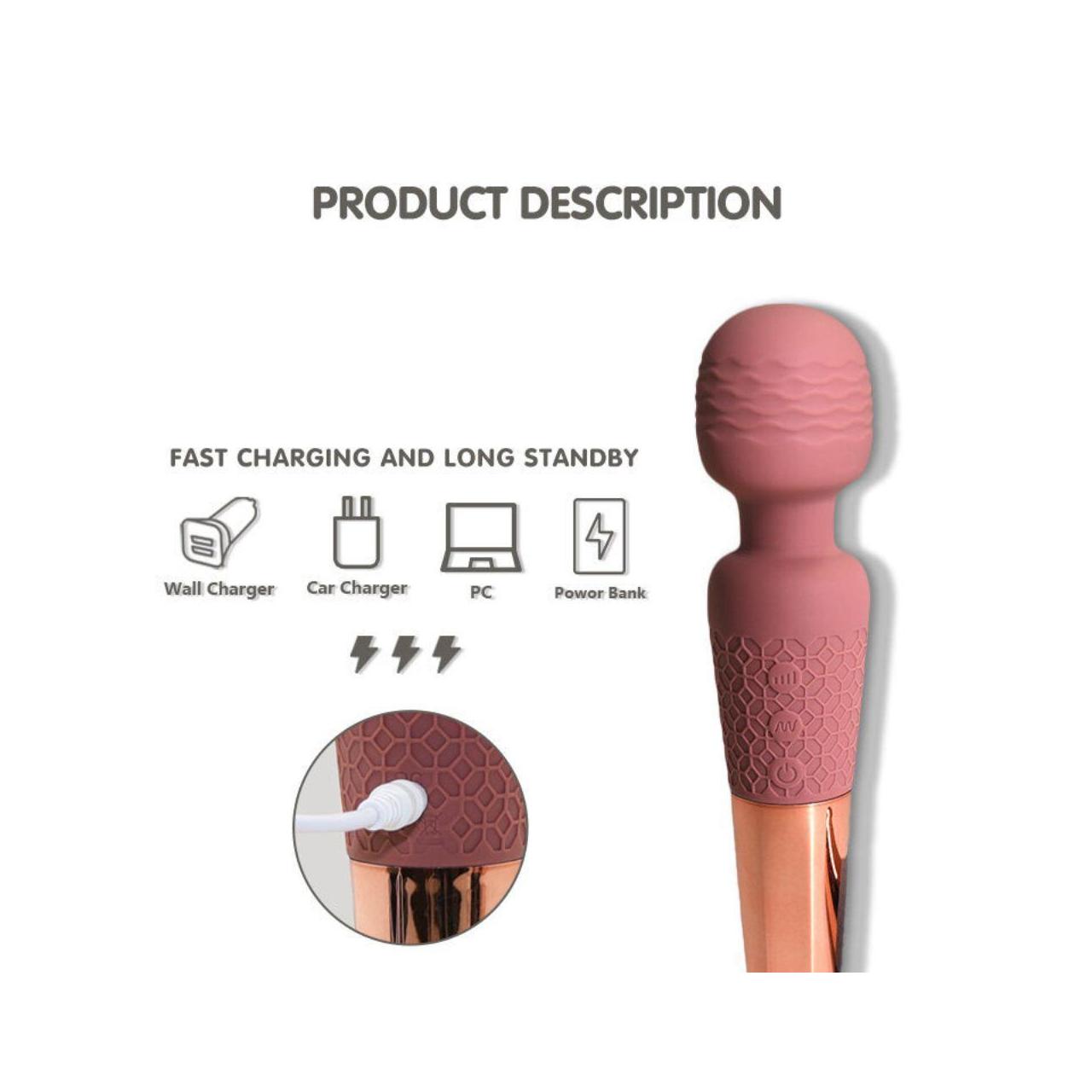 Elegancki masażer różdżka, wodoodporny - mocne wibracje