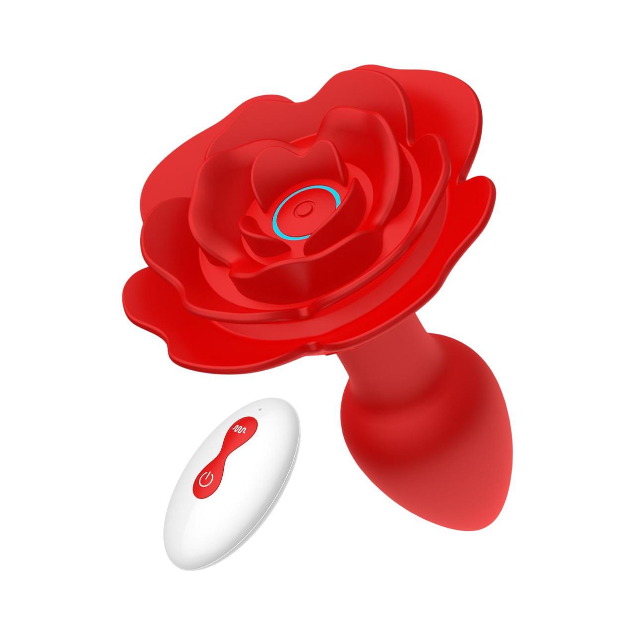 Wibrujący korek analny w kształcie róży- sterowany pilotem