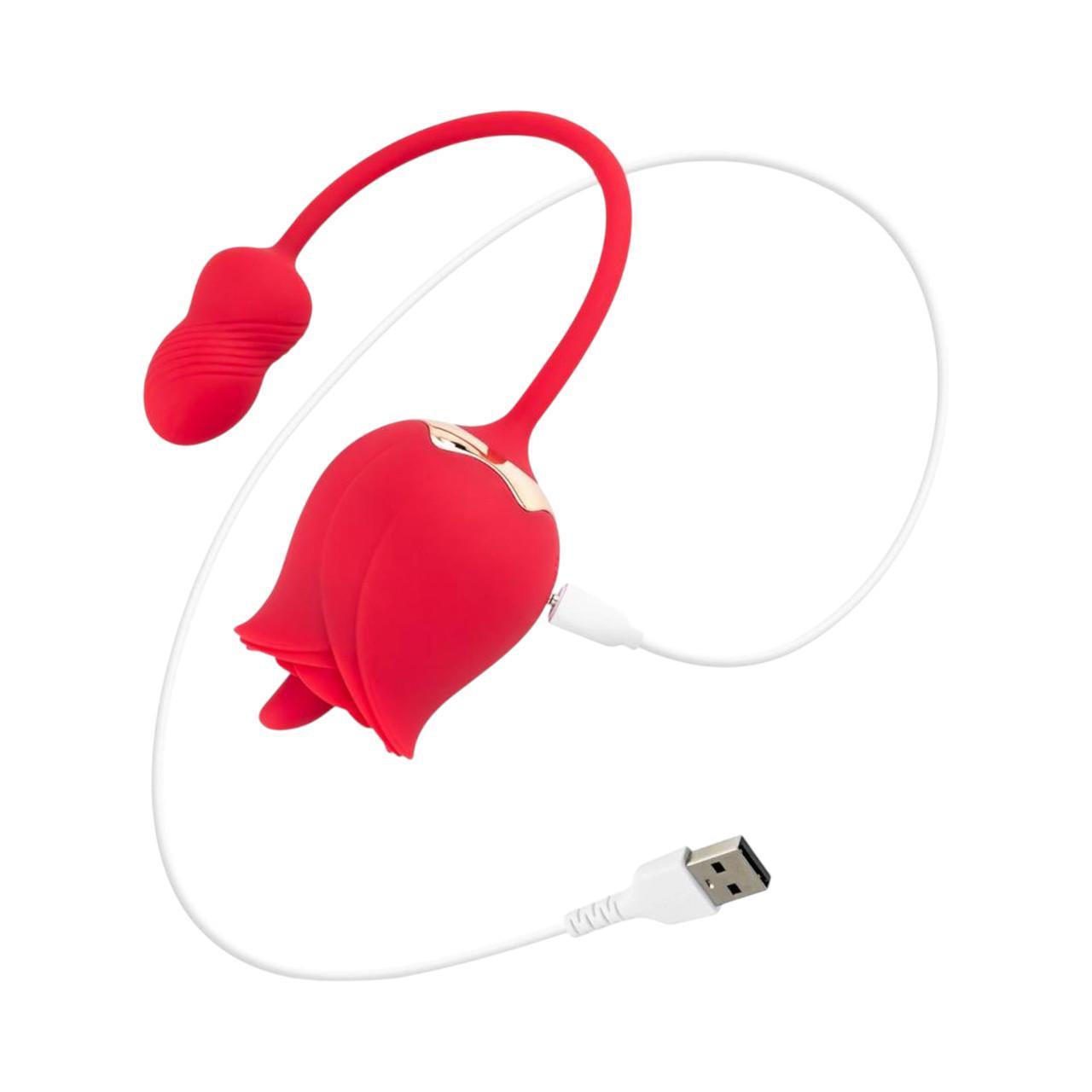 Luksusowy wibrator w kształcie róży 2w1 - 7 trybów wibracji i pulsacji