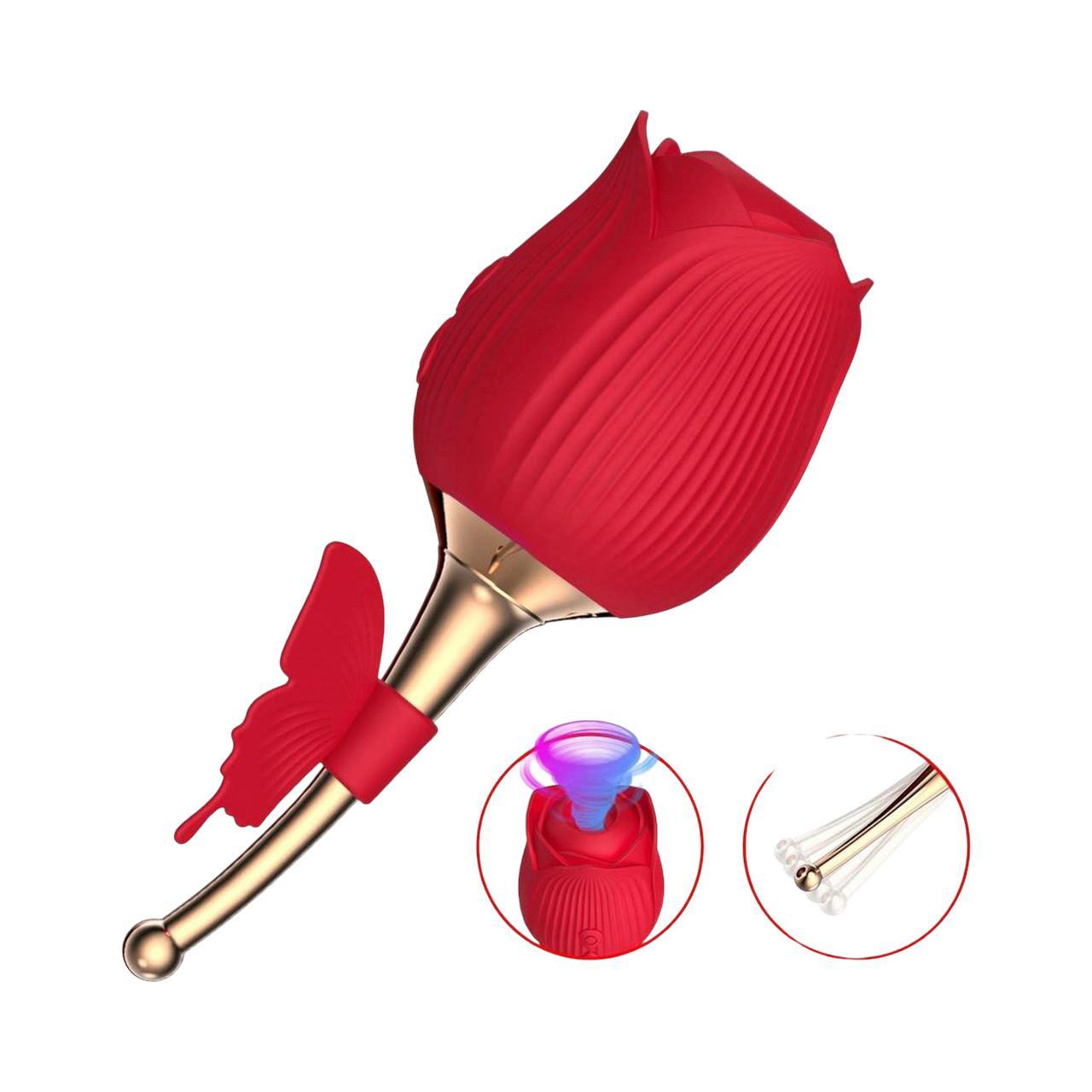 Bezdotykowy masażer w kształcie różyczki - 10 trybów powietrznych i 10 wibracji łodygi