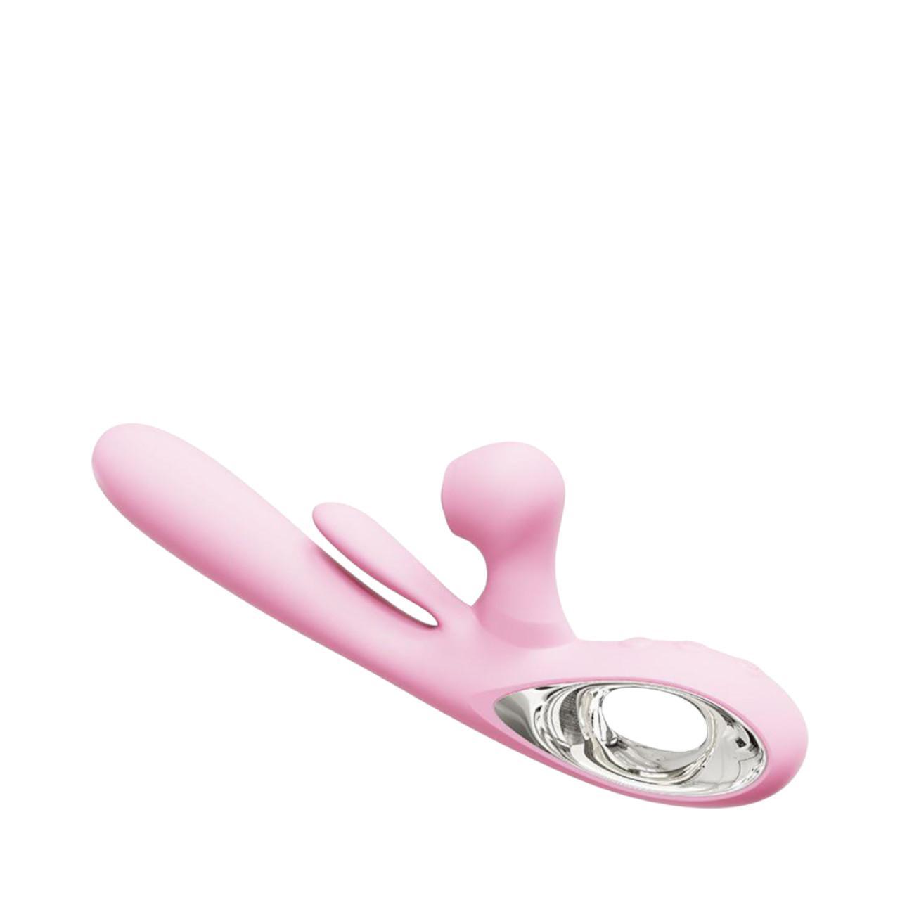 Wielofunkcyjny różowy wibrator z podwójną stymulacją – 15 trybów, ruch góra-dół i cykliczne uderzenia