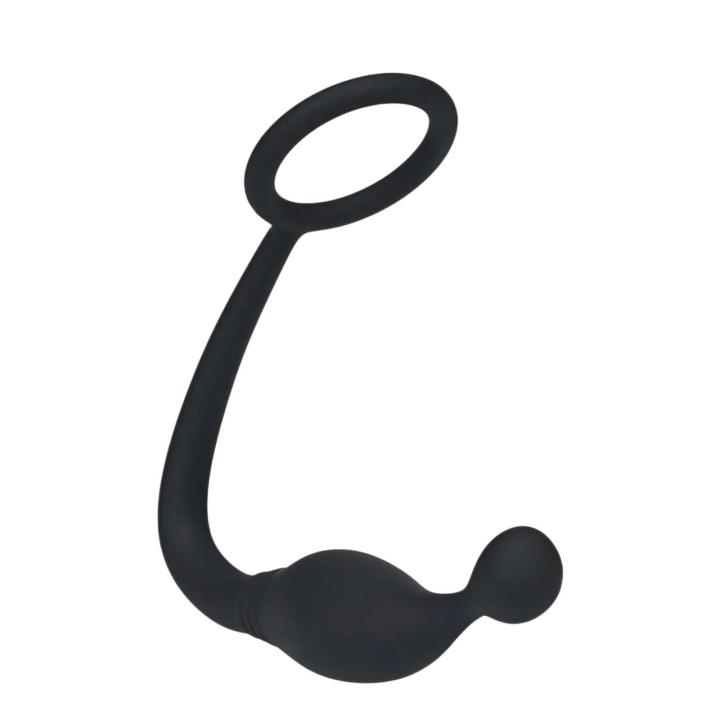 Stymulator prostaty z pierścieniem erekcyjnym, wykonany z silikonu