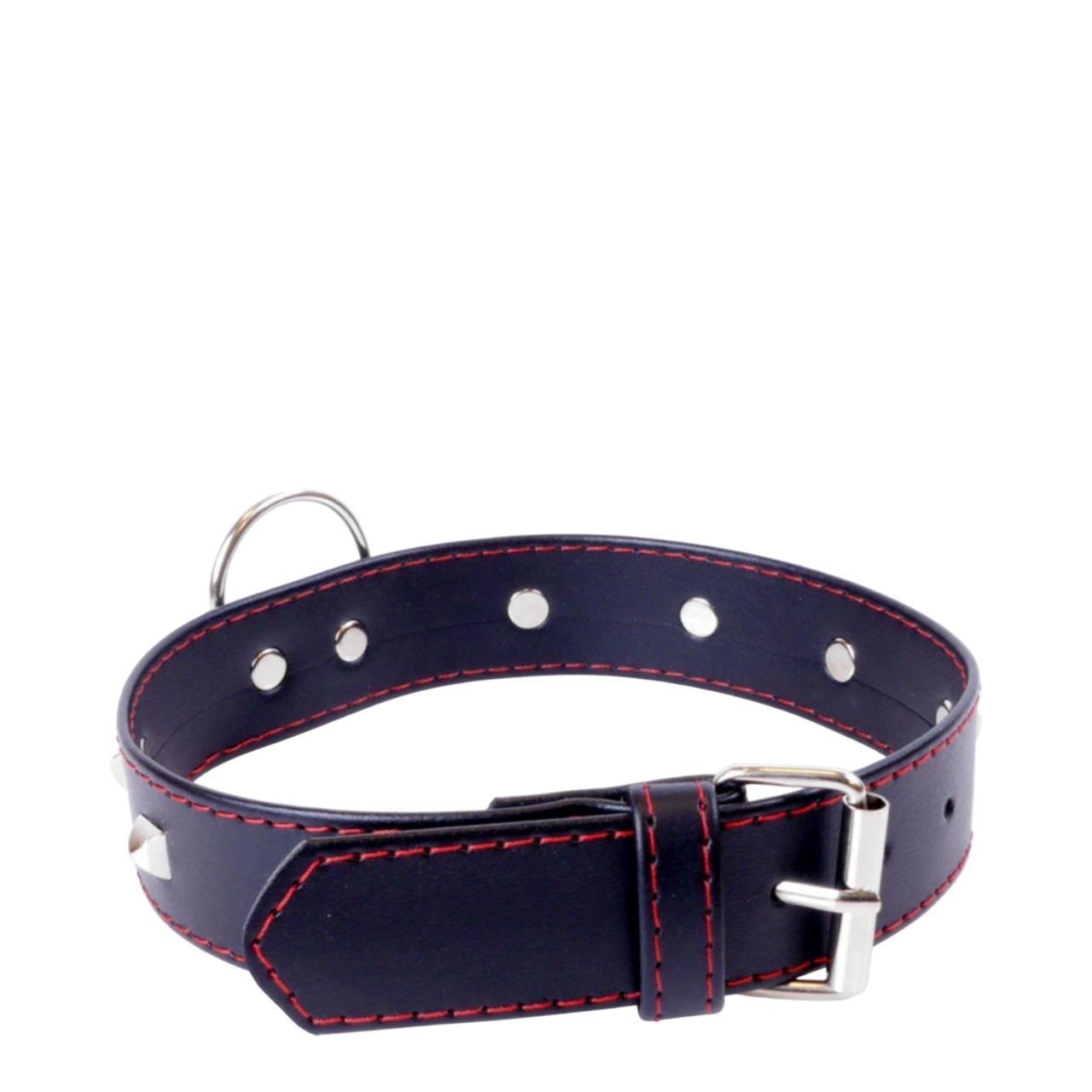 Obroża z metalowymi ćwiekami ze skóry ekologicznej- 3cm