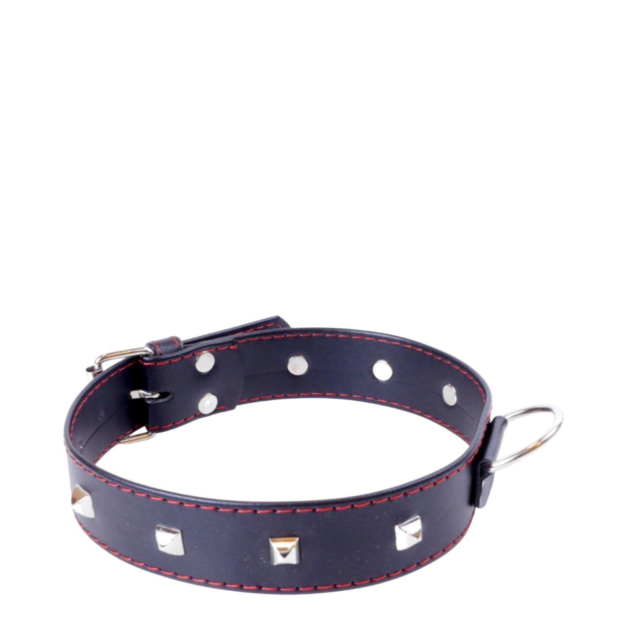 Obroża z metalowymi ćwiekami ze skóry ekologicznej- 3cm