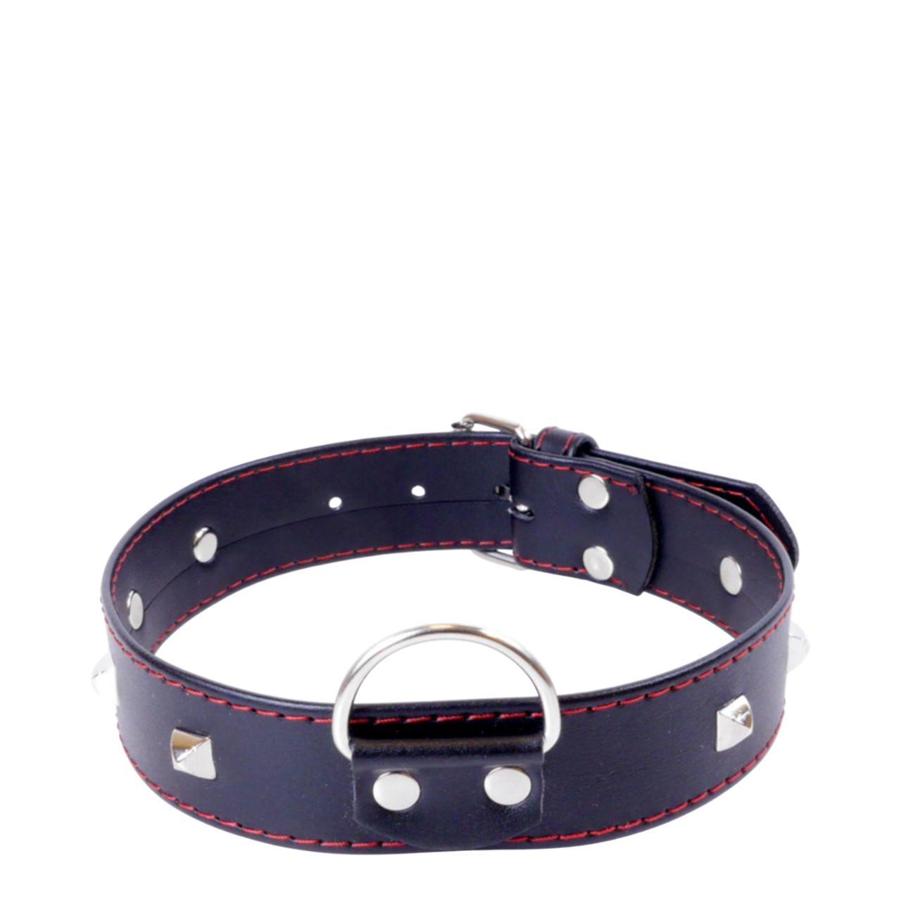 Obroża z metalowymi ćwiekami ze skóry ekologicznej- 3cm