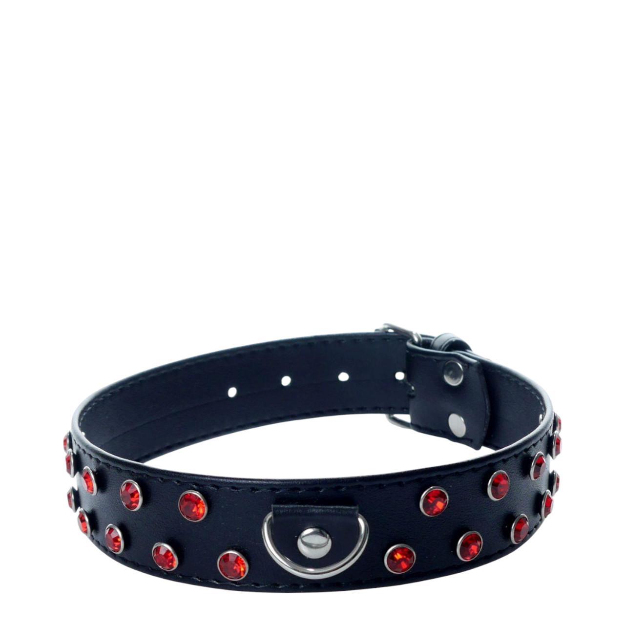 Ekskluzywna obroża z kryształkami w kolorze czerwonym- 3cm