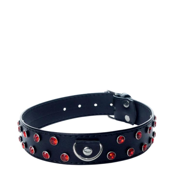 Ekskluzywna obroża z kryształkami w kolorze czerwonym- 3cm