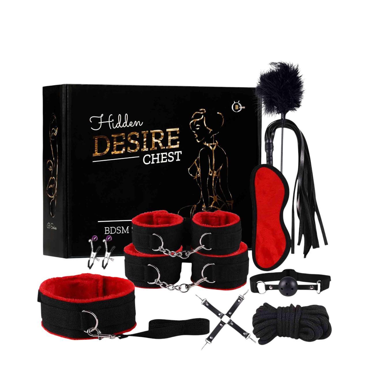 Zestaw BDSM w kolorze czarno-czerwonym - 10 elementów