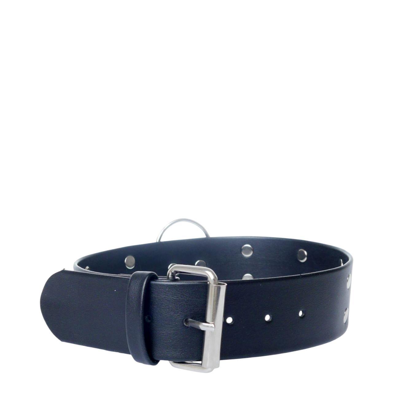 Obroża z metalowymi ćwiekami ze skóry ekologicznej