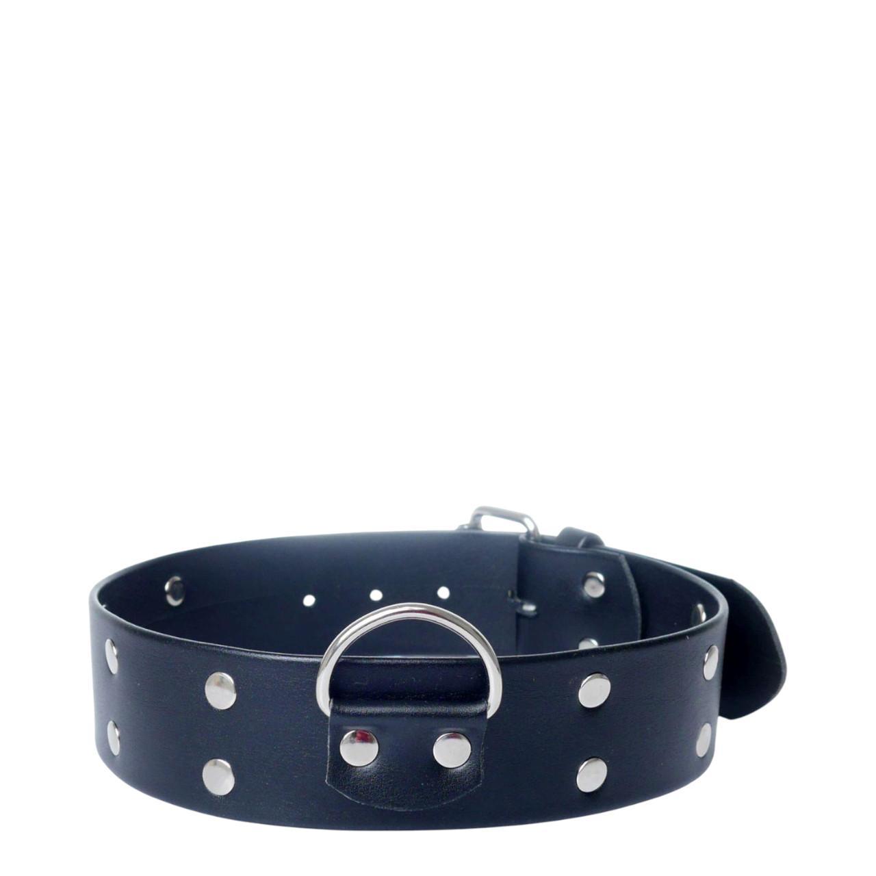 Obroża z metalowymi ćwiekami ze skóry ekologicznej