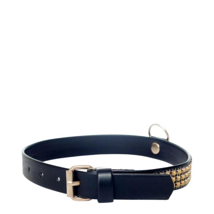 Ekskluzywna obroża z kryształkami w kolorze złotym - 2cm