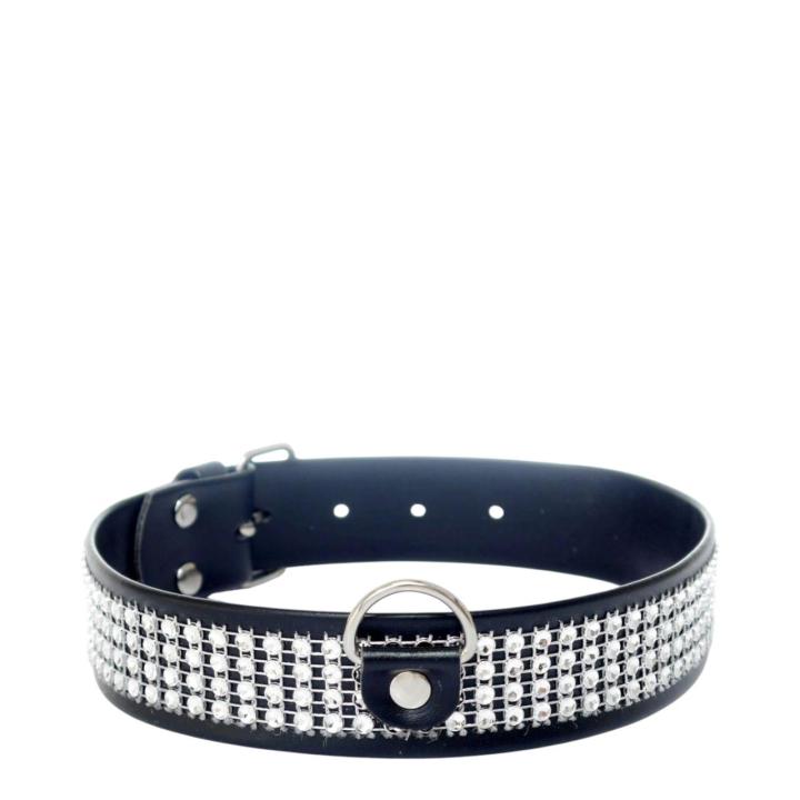 Ekskluzywna obroża z kryształkami w kolorze srebrnym