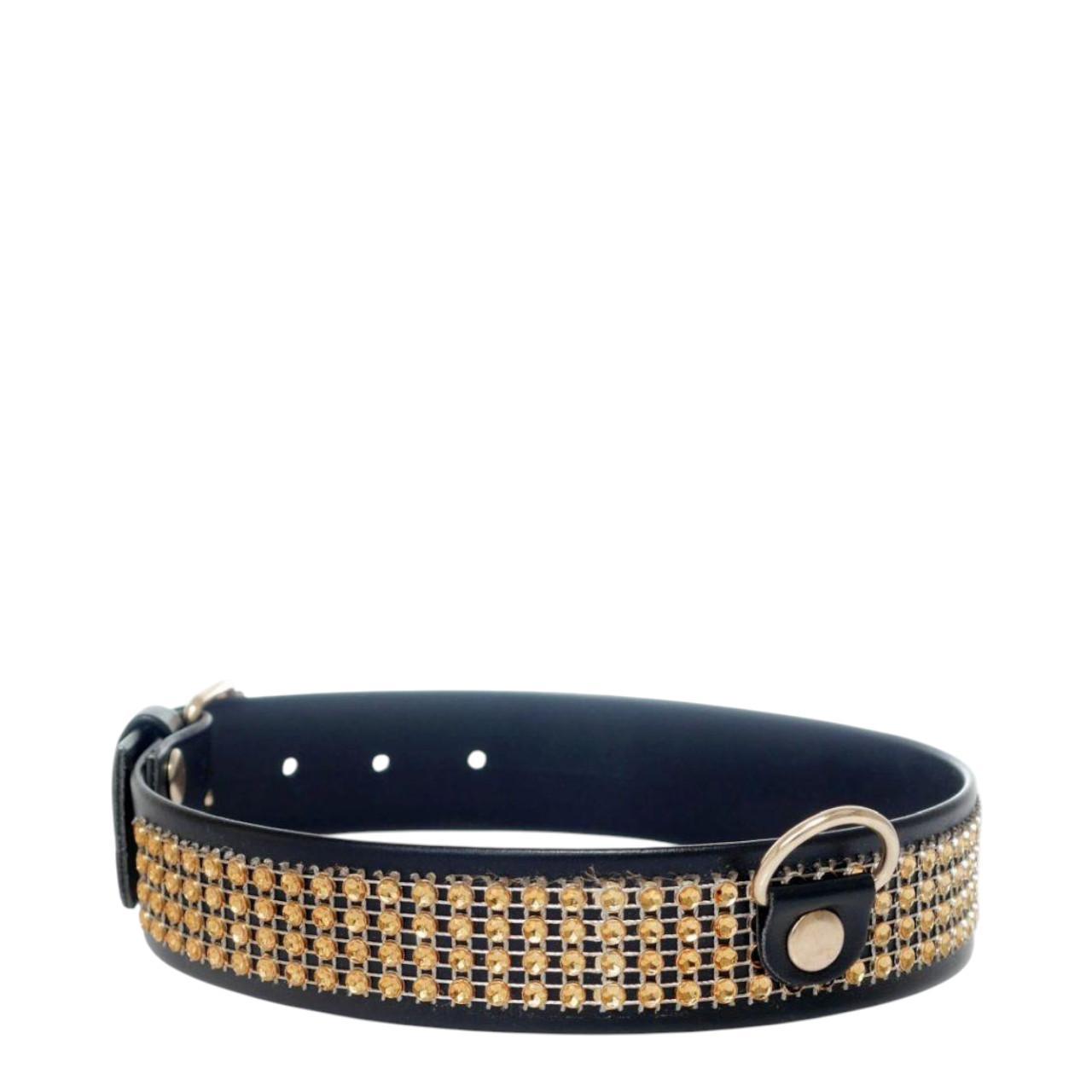 Ekskluzywna obroża z kryształkami w kolorze złotym