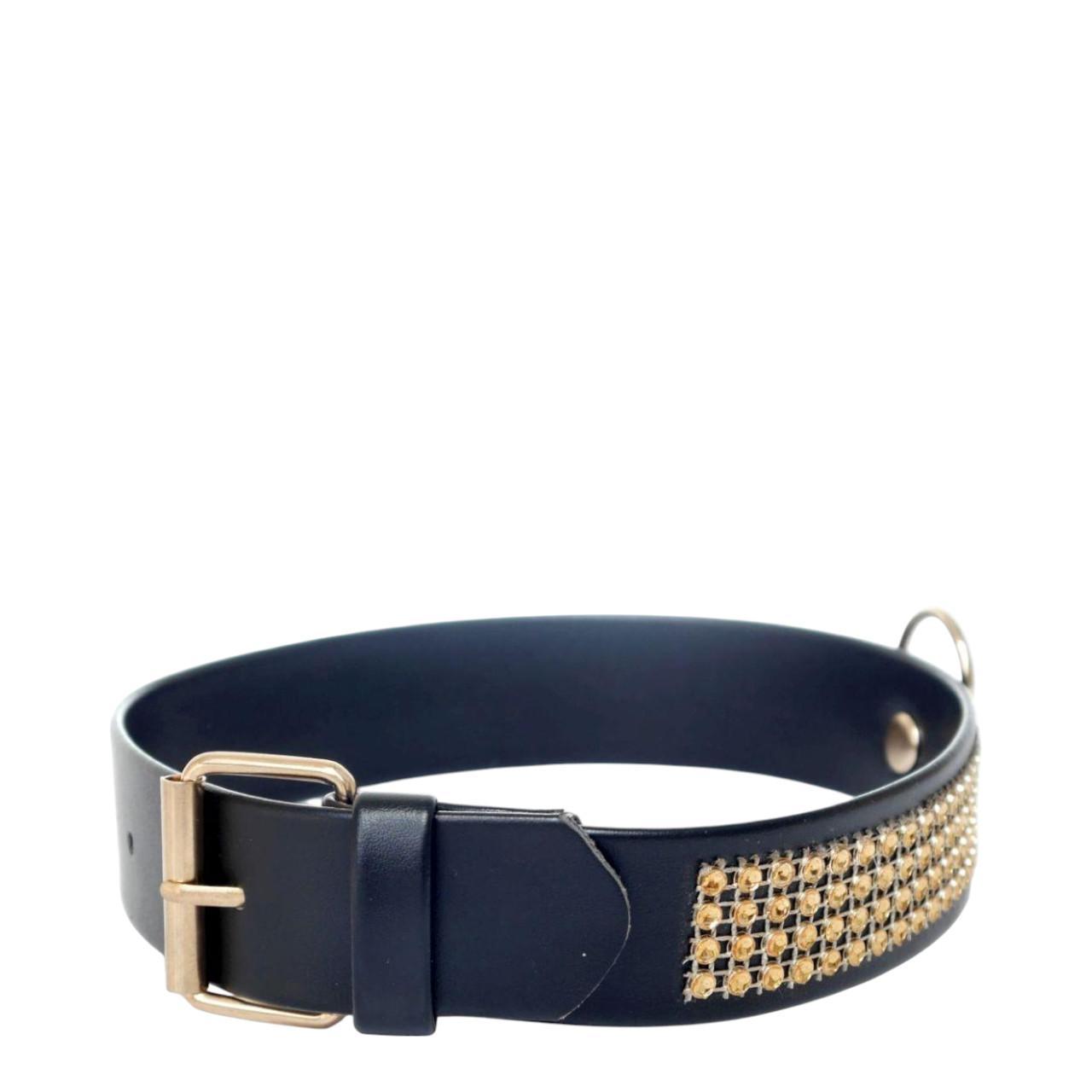 Ekskluzywna obroża z kryształkami w kolorze złotym