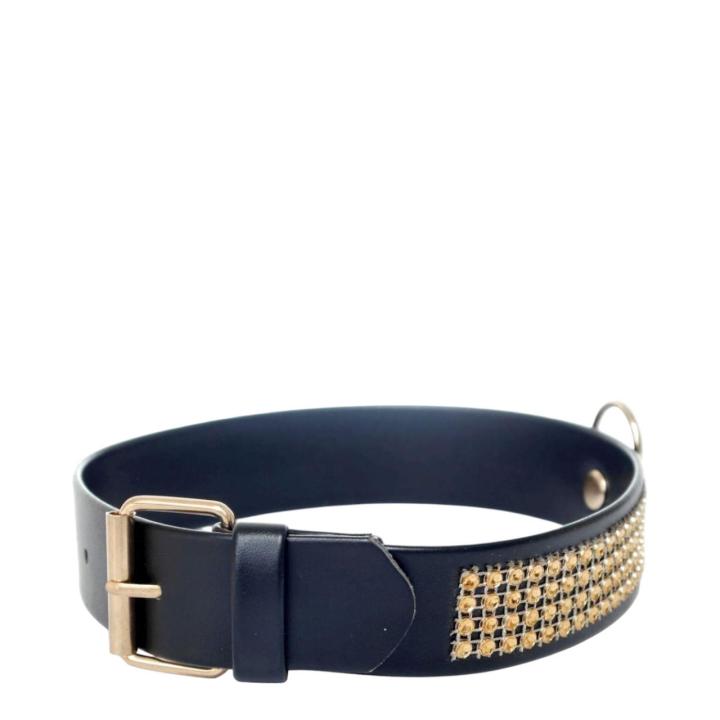 Ekskluzywna obroża z kryształkami w kolorze złotym