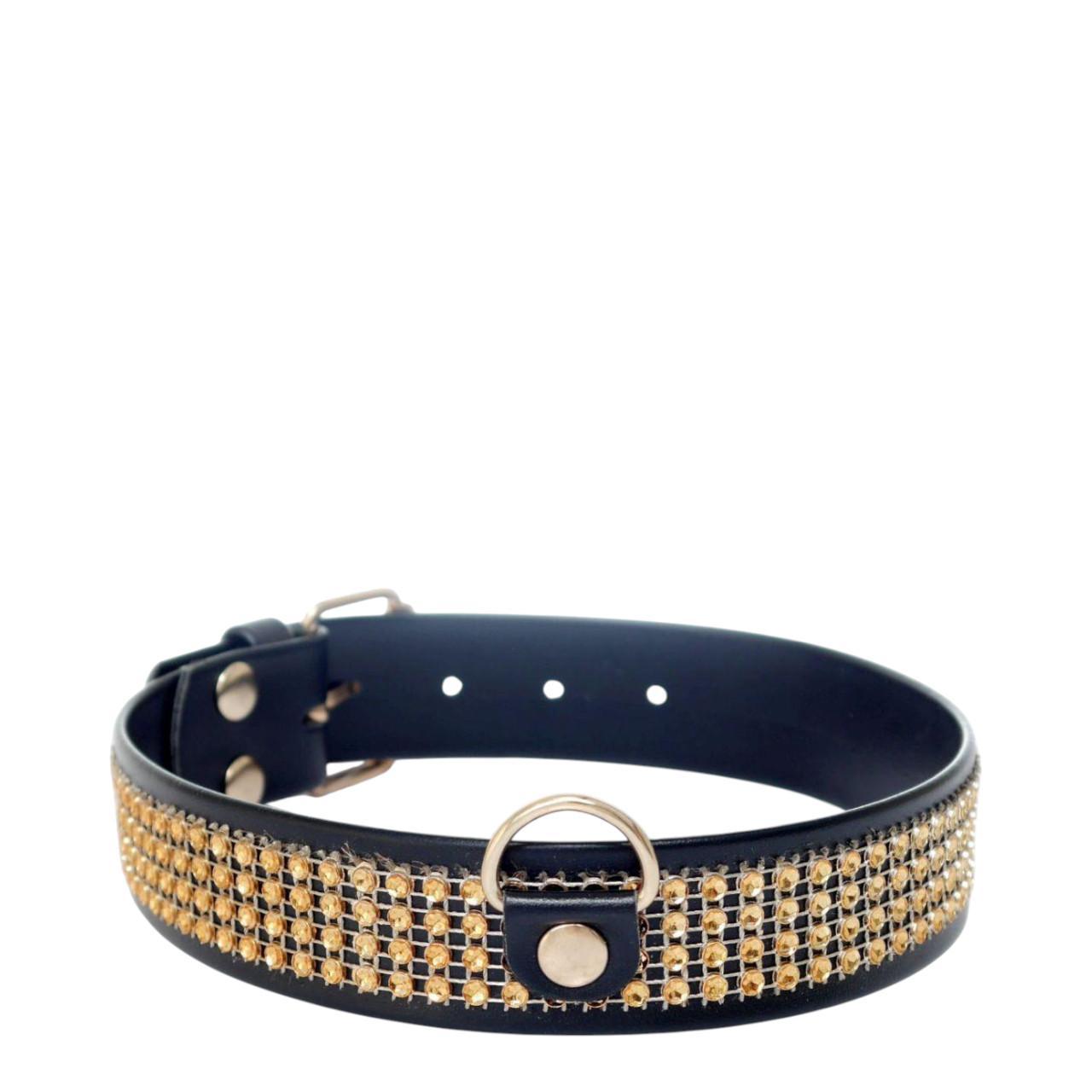 Ekskluzywna obroża z kryształkami w kolorze złotym