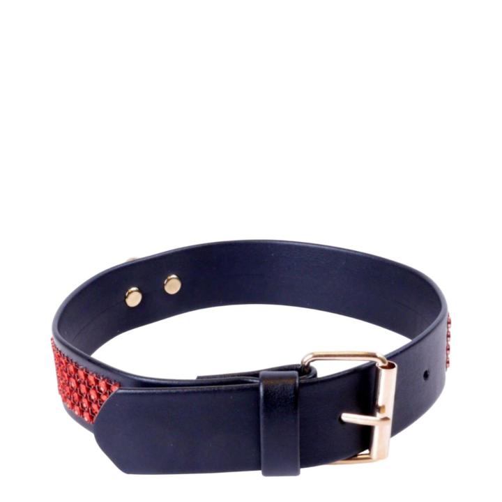 Ekskluzywna obroża z kryształkami w kolorze czerwonym