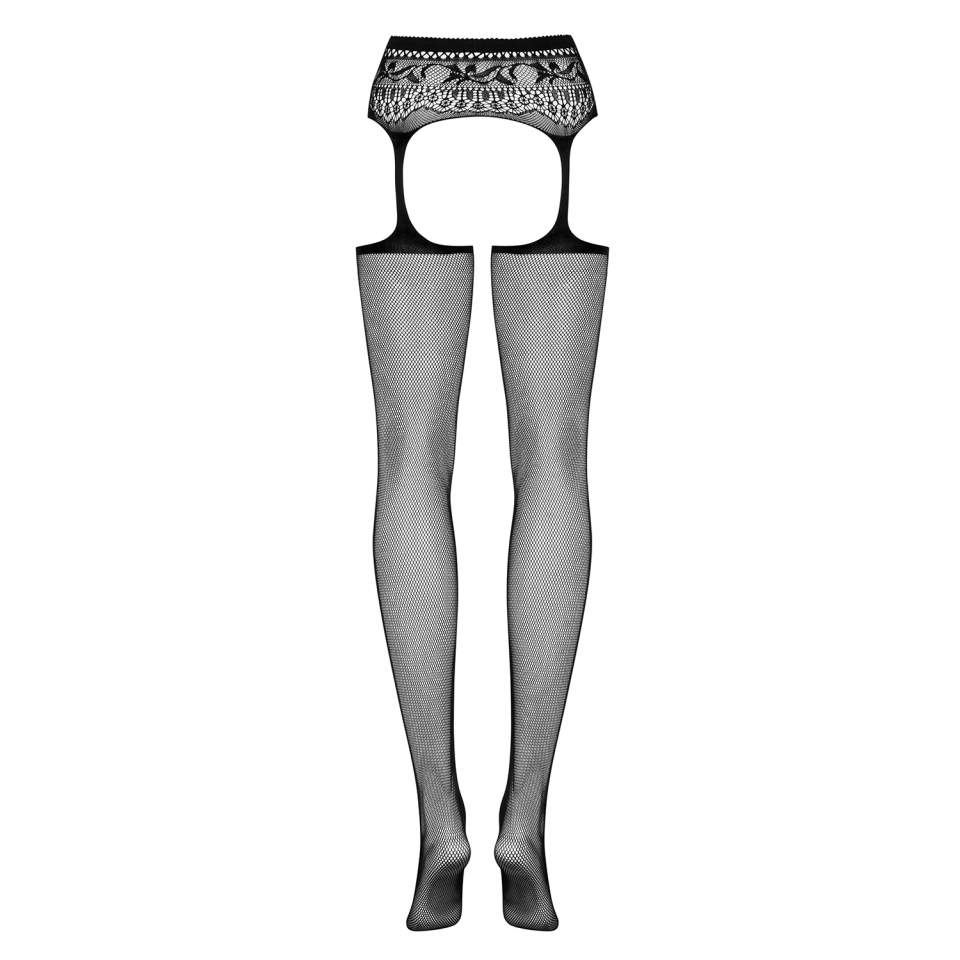 Klasyczne czarne pończochy z pasem Obsessive S307