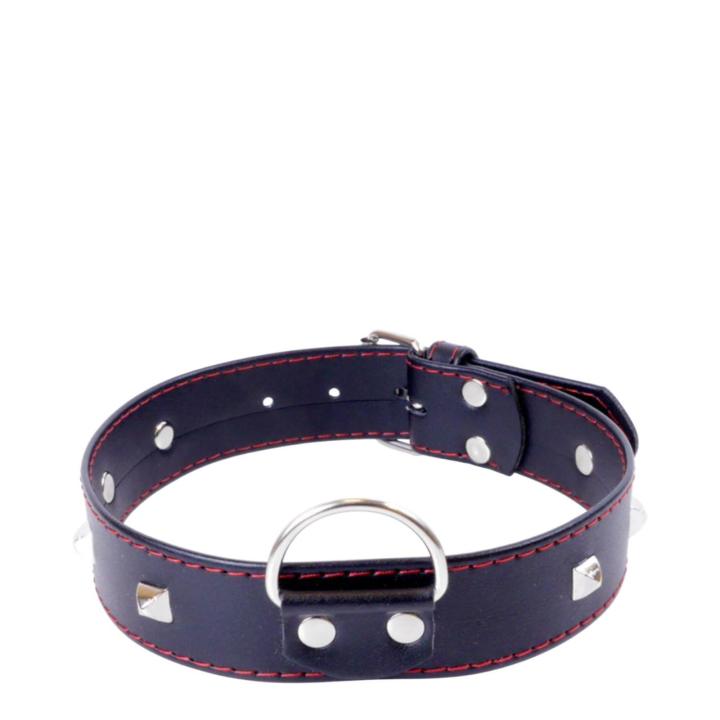 Obroża z metalowymi ćwiekami z wytrzymałej skóry ekologicznej