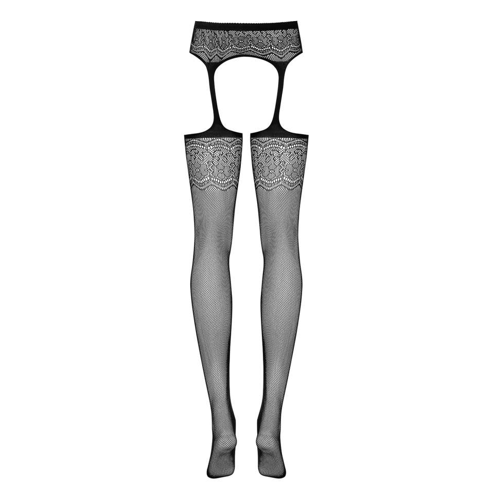 Seksowne czarne pończochy z pasem Obsessive S207