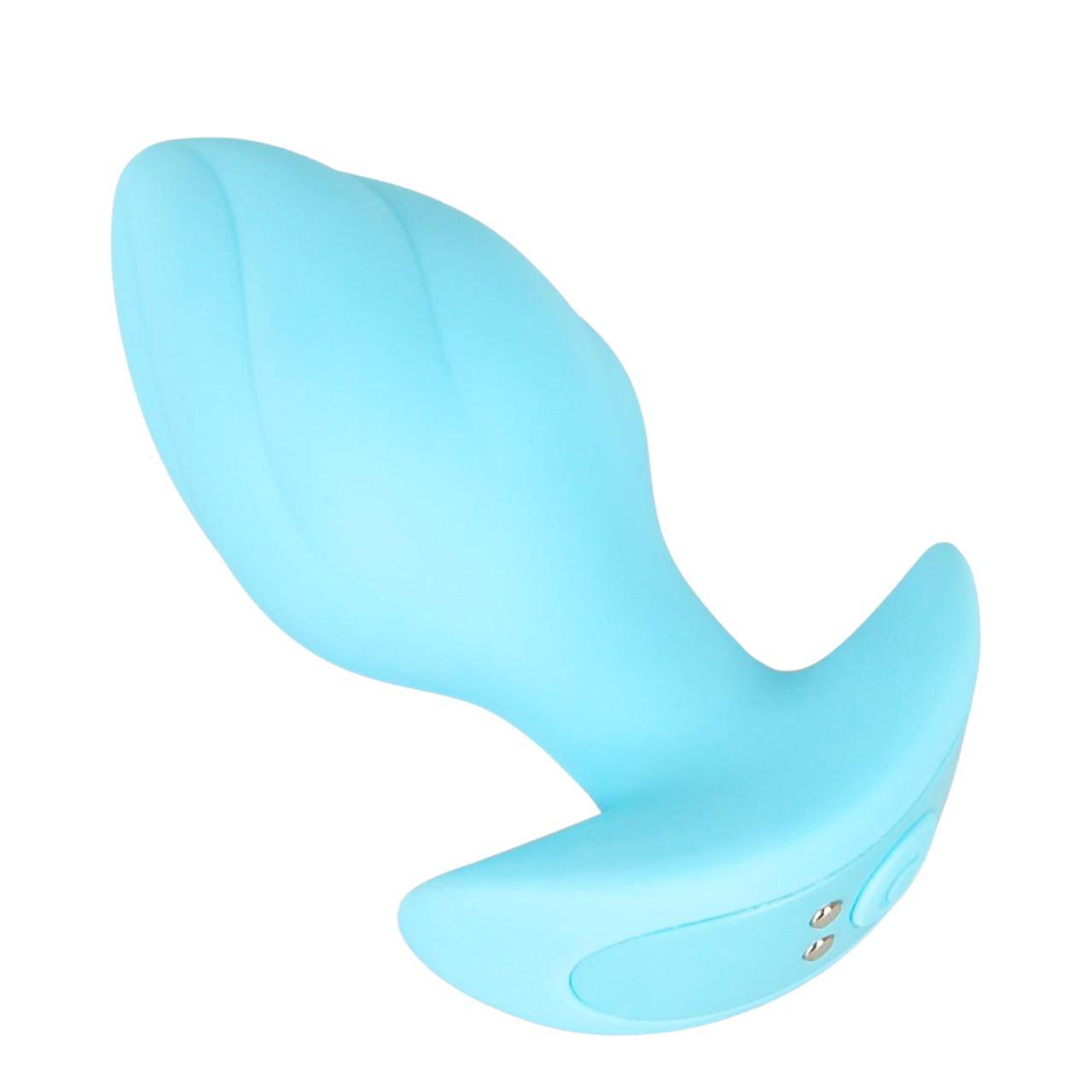 Mały, figlarny korek analny z wibracjami w kolorze niebieskim - 7 trybów pracy