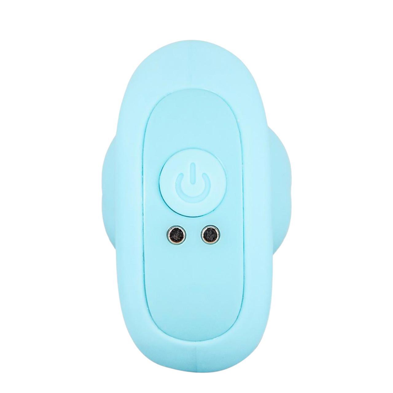 Mały, figlarny korek analny z wibracjami w kolorze niebieskim - 7 trybów pracy