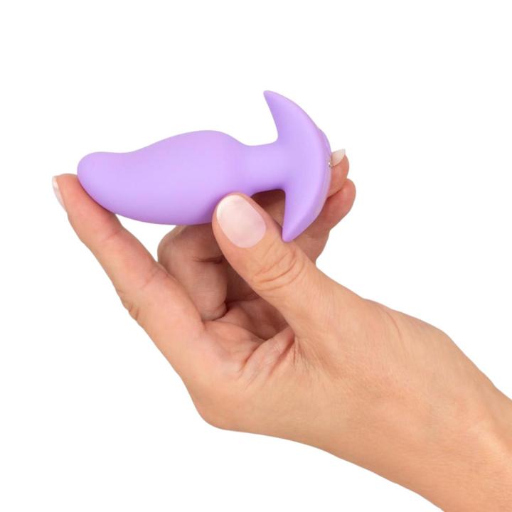 Mały, figlarny korek analny z wibracjami w kolorze fioletowym - 7 trybów pracy