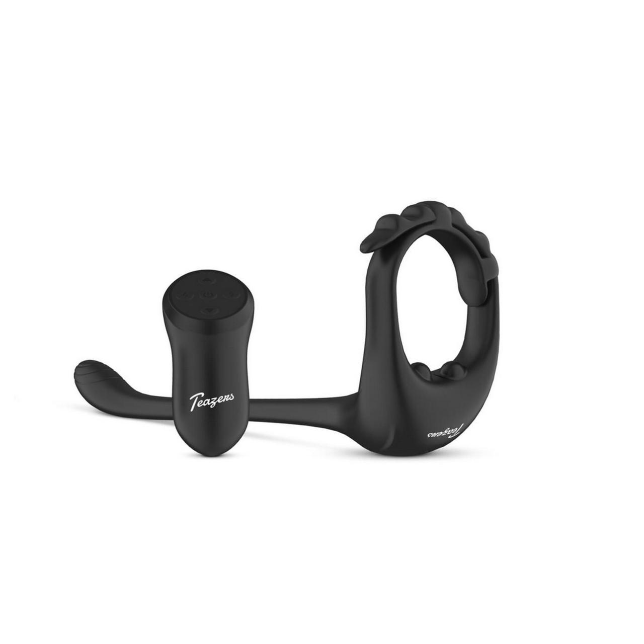 Silikonowy masażer prostaty z regulowanym pierścieniem erekcyjnym - sterowany pilotem