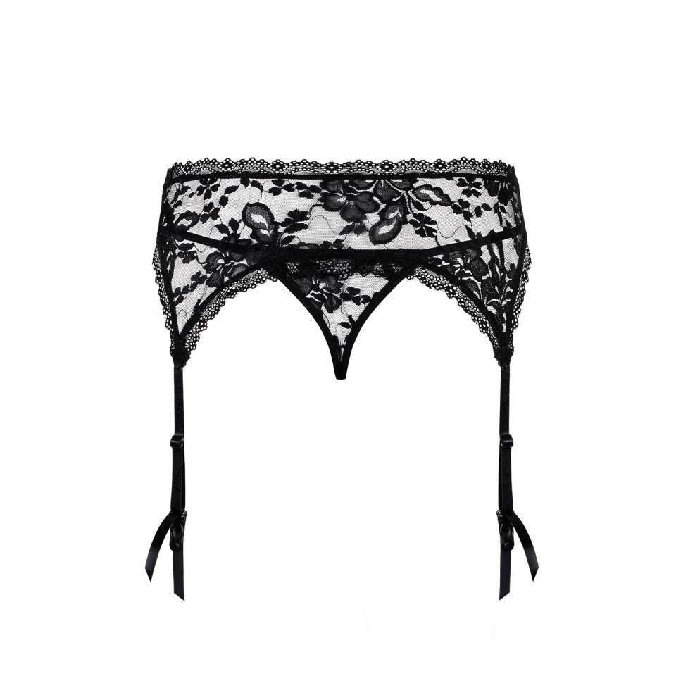 Pas do pończoch Obsessive Catia + stringi - czarny