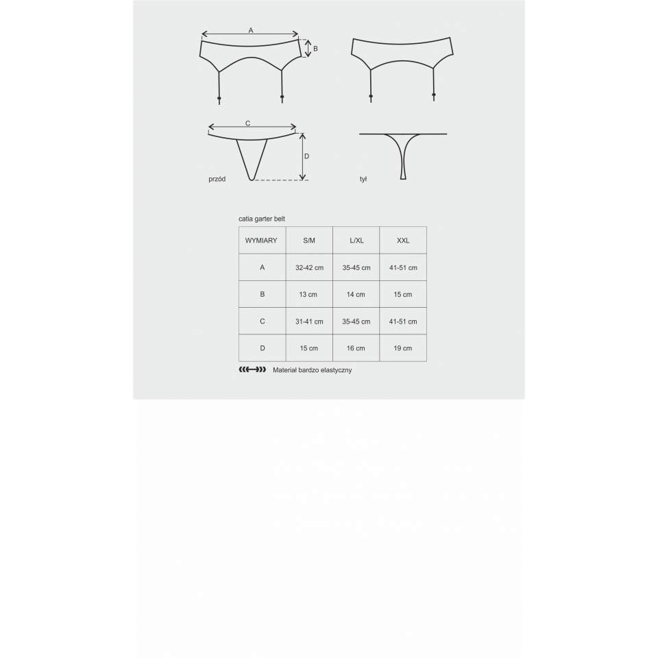Pas do pończoch Obsessive Catia + stringi - czarny