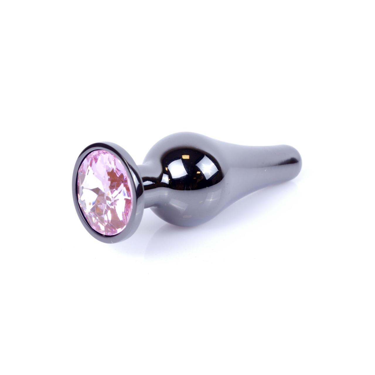 Dłuższy dymiony korek analny zakończony kryształkiem jasno różowym- średnica 3 cm