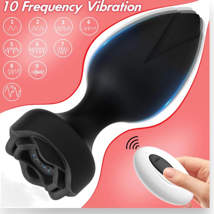 Ekskluzywny wibracyjny korek analny z pilotem, czarny silikon - 10,3cm
