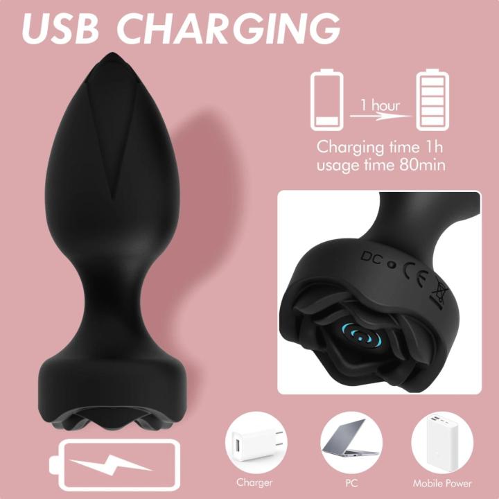 Ekskluzywny wibracyjny korek analny z pilotem, czarny silikon - 10,3cm