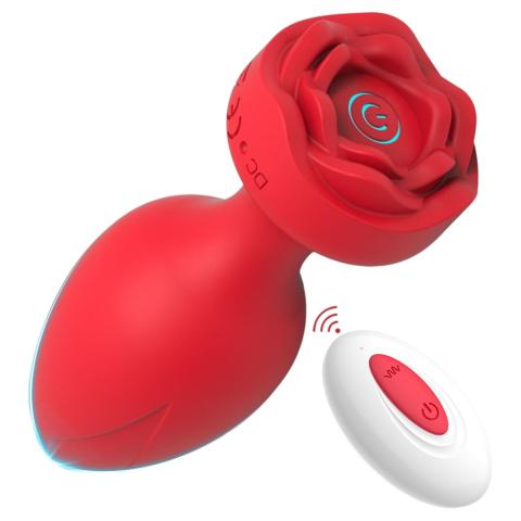 Ekskluzywny wibracyjny korek analny z pilotem, czerwony silikon - 10,3cm