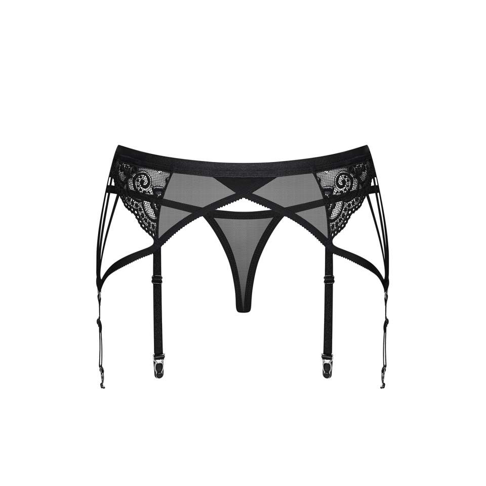 Erotyczny pas do pończoch Obsessive 854-GAR-1 ze stringami w komplecie