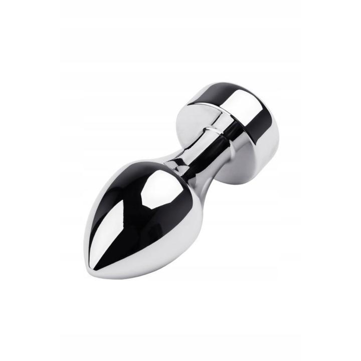 Srebrny korek analny w kształcie pocisku z czerwonym kryształem- 9,5 cm